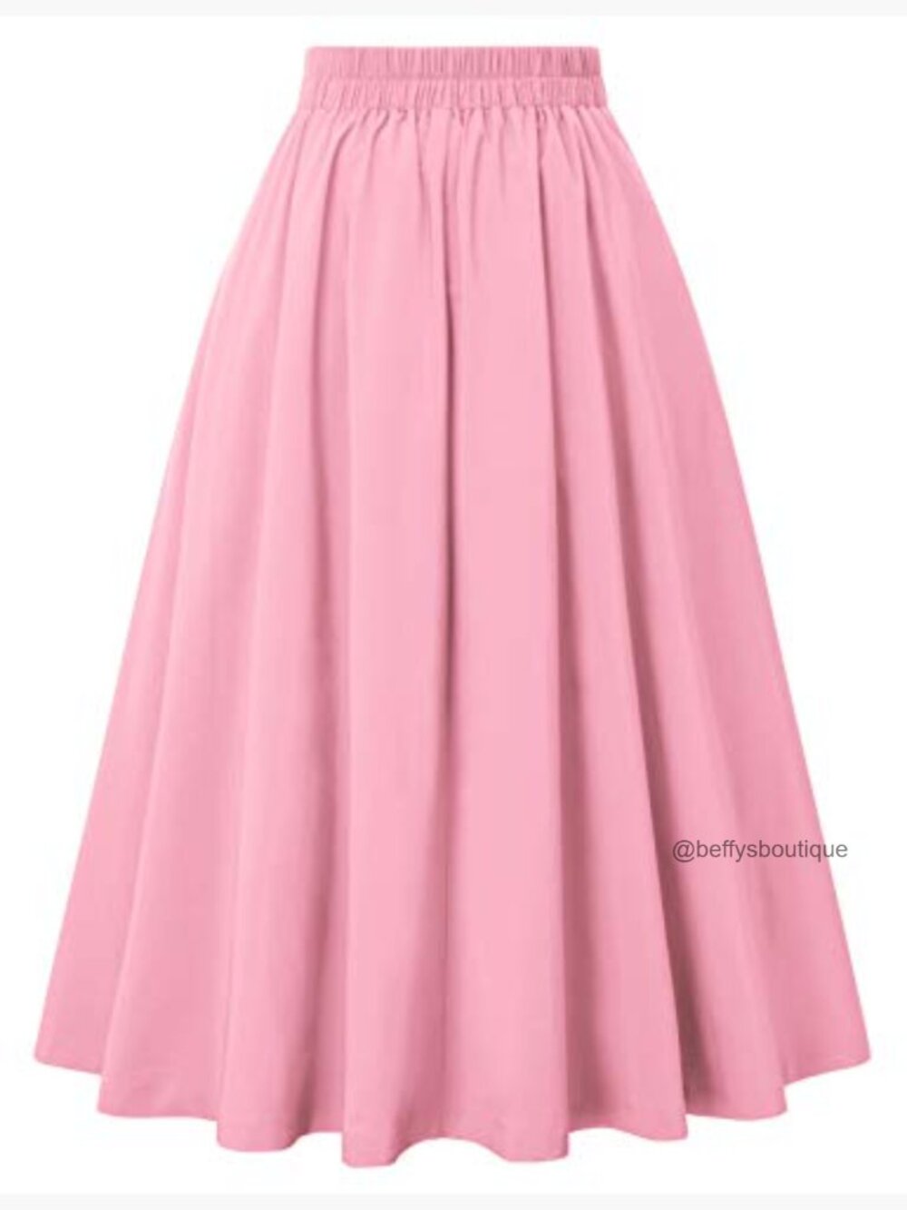 Vintage High Waist Pleated Midi A-Line Skirt with Pockets - Picture 4 of 7